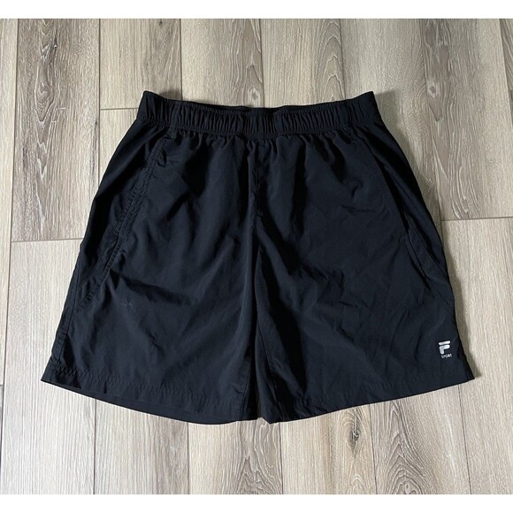 Fila Sport Performance Black Athletic Shorts Men's Sz Medium Drawstring Stretch - Picture 1 of 8